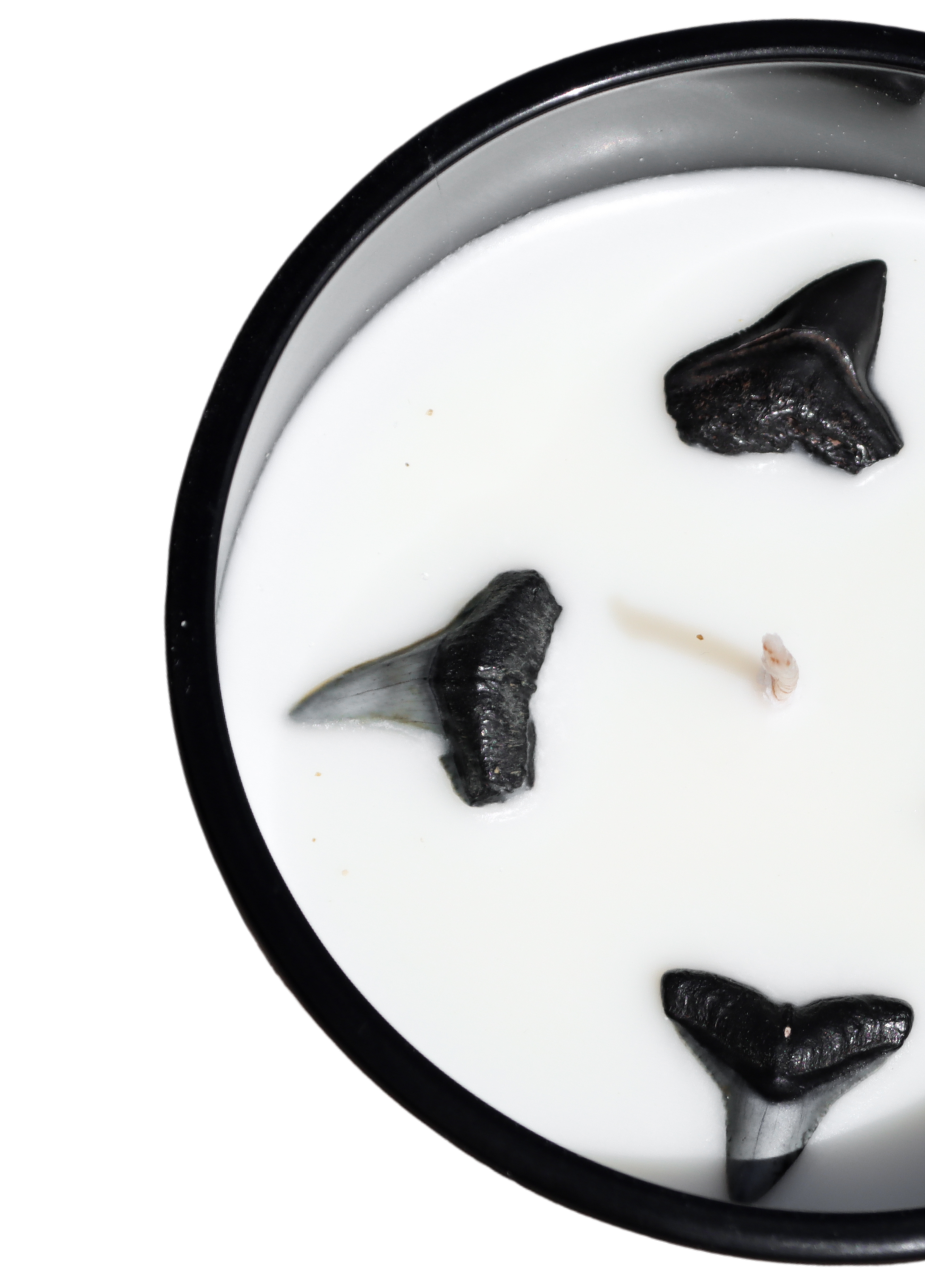 “close up shot of the hand-poured luxury soy shark-tooth candle – Maya Bleu”