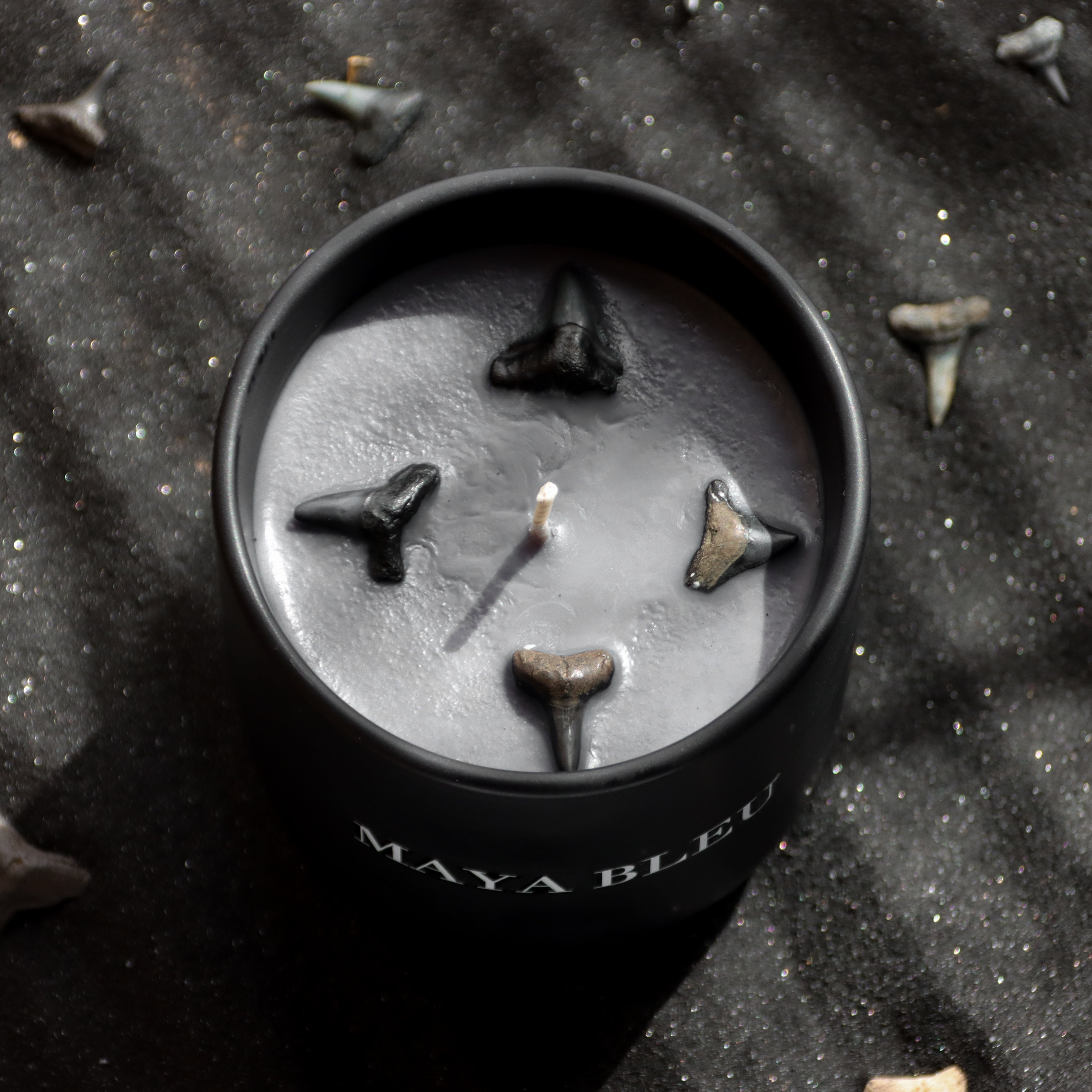 Black Sand Shark Tooth Candle